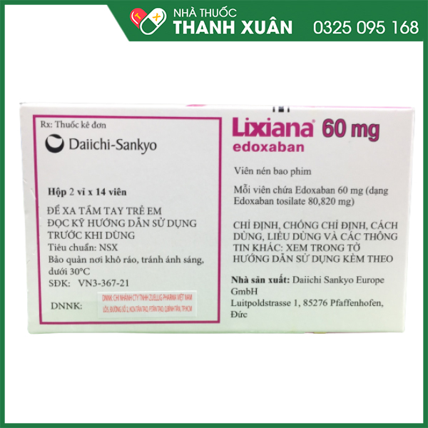 Lixiana 60mg Thuốc ngăn ngừa cục máu đông nghiêm trọng